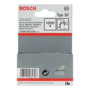Značkový BOSCH Sponky do sponkovačky z plochého drátu, typ 57 10,6 x 1,25 x 8 mm (1000 ks) 2609200230