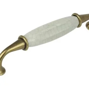 44099 úchytka rozteč 128mm staromosaz porcelán Značkový