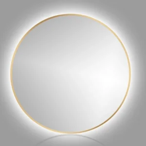 Zrcadlo RoundLine backlight - zlatý matný rám, s LED osvětlením Časově Omezené