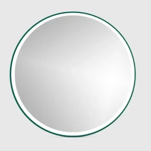 Zrcadlo RoundLine premium - zelený matný rám, s LED osvětlením Aktuální