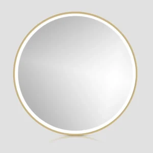 Zrcadlo RoundLine premium - zlatý matný rám, s LED osvětlením Originální