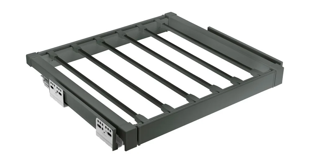 Zlevněný Šatní věšák výsuvný na kalhoty s tlum. ELITE antracit š.600mm v.58mm