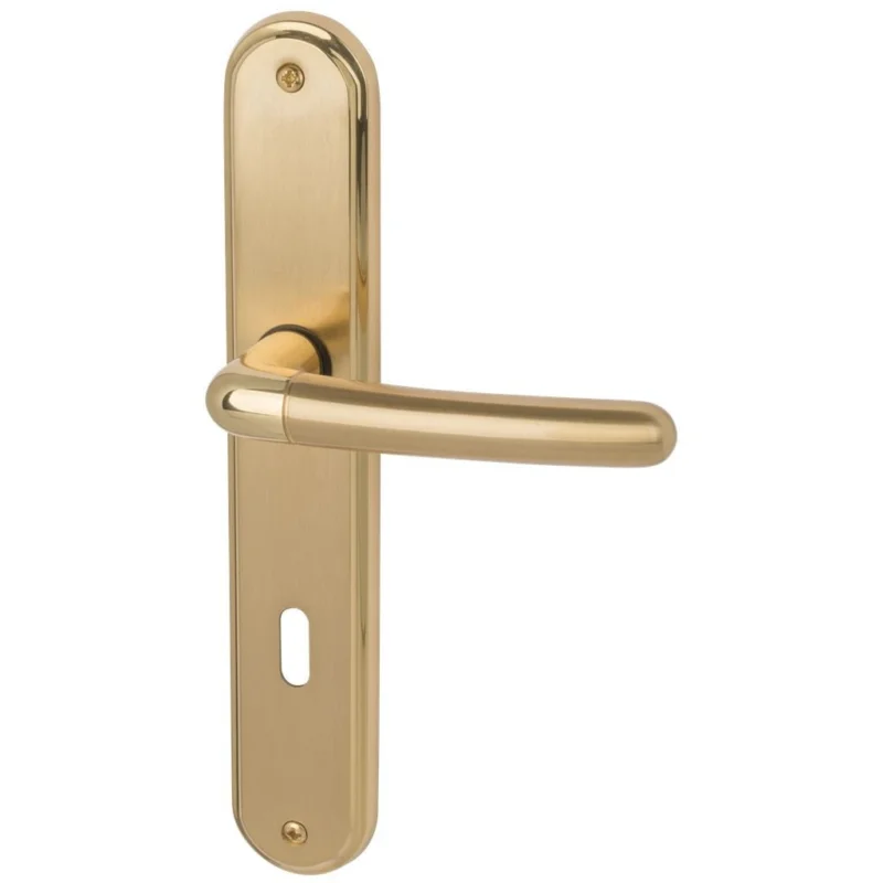 Značkový Štítkové kování Südmetall Valco-LS, Variostar klika / klika, Obyčejný klíč, Chrom leštěný / Chrom satin